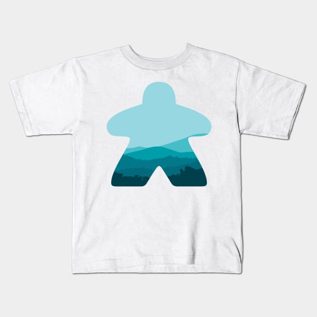 Board Game Meeple Mountains Kids T-Shirt by Beam Geeks